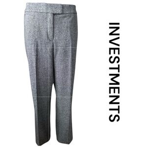 INVESTMENTS By Dillards Straight Leg Trousers in Black & White Tweed, Size 12S.